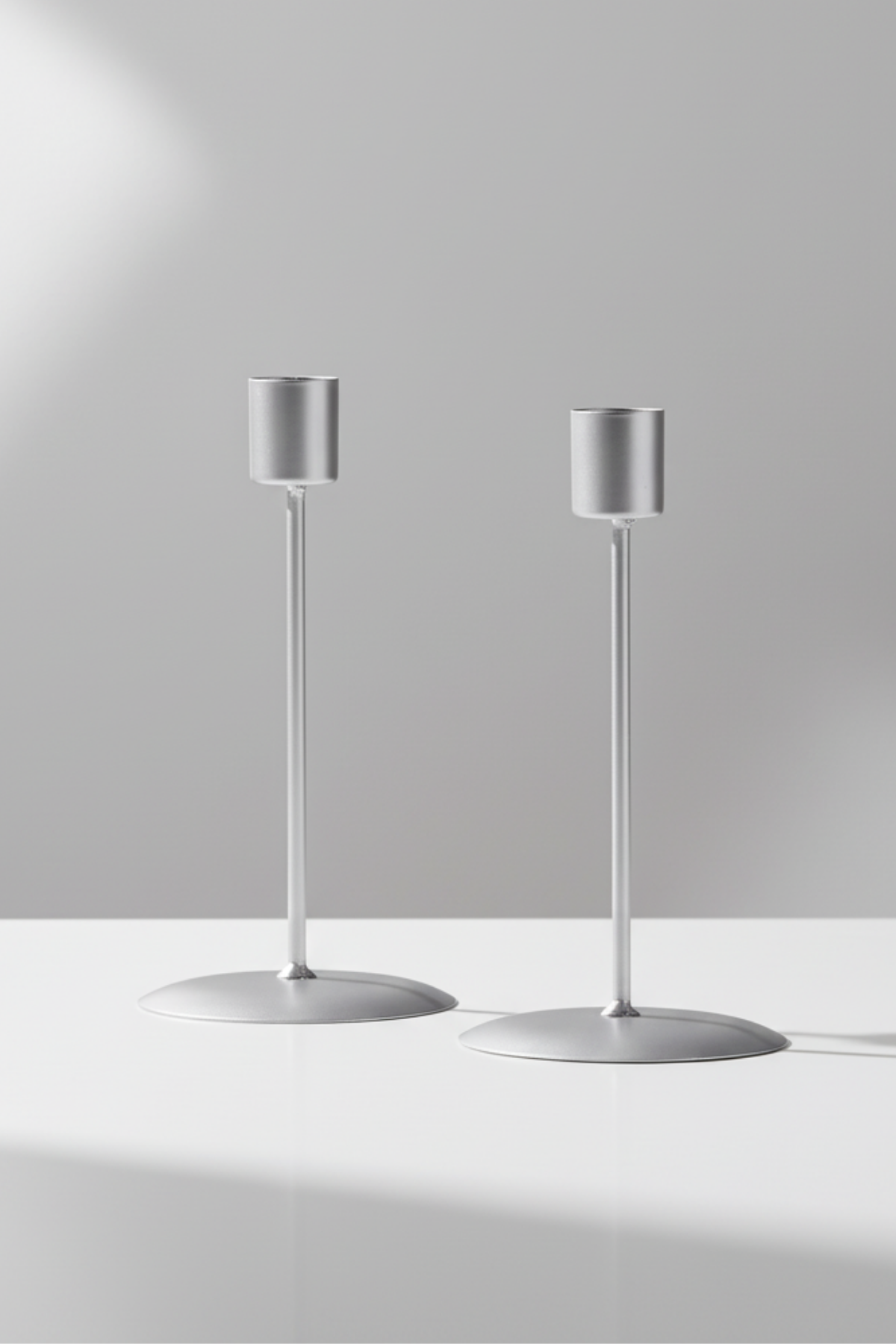 Silver Metal Şamdan 2'li Set