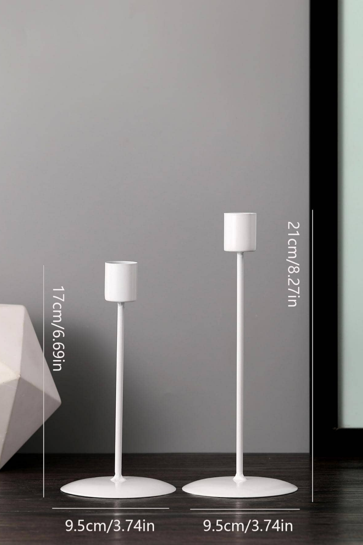 Beyaz Metal Şamdan 2'li Set